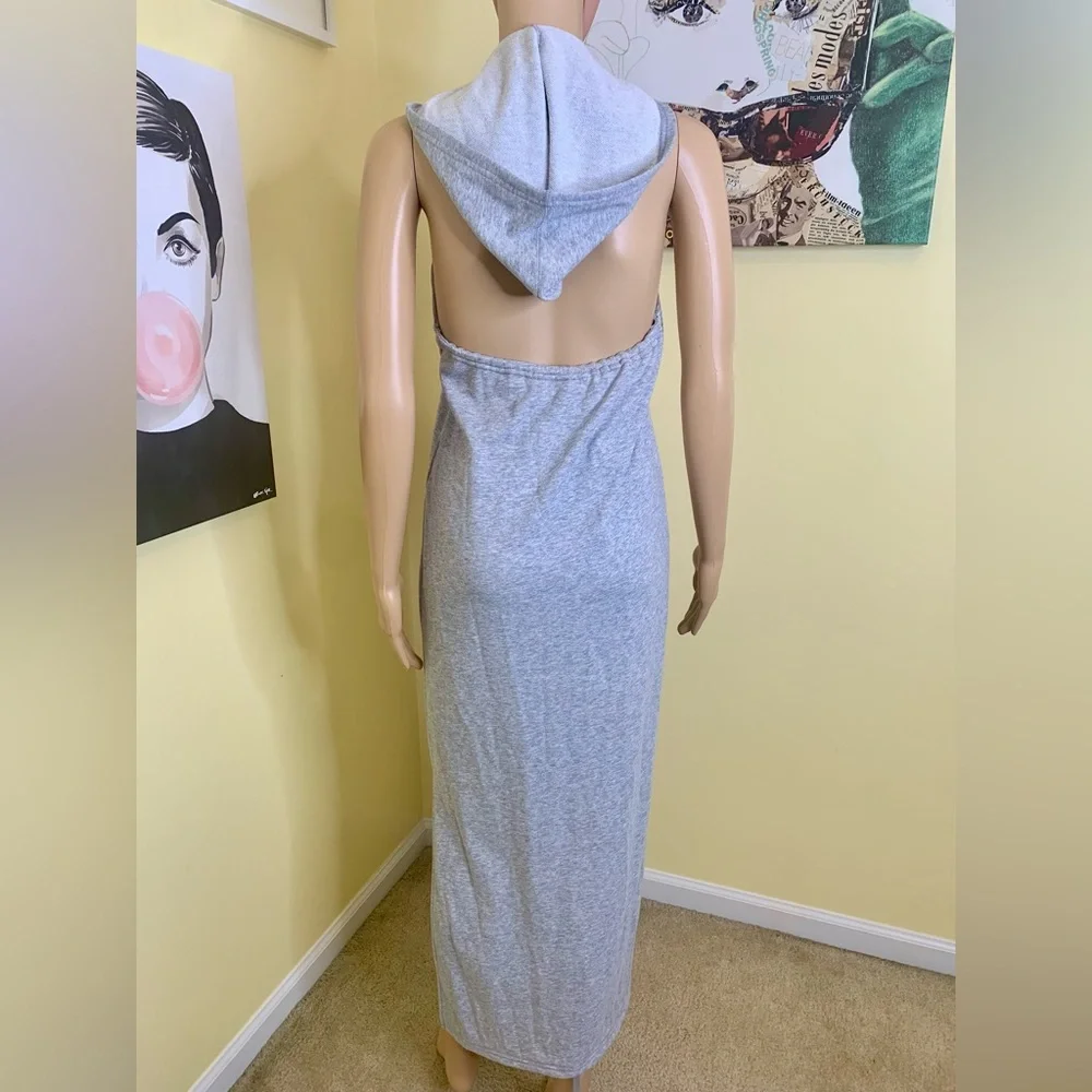 NWT URBAN OUTFITTERS “Laguna” Midi Cover-up Hooded Dress in Gray, Size Small - Picture 11 of 11